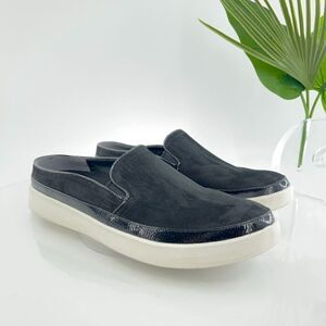Vionic Shoes Effortless Clog Womens 9.5 Black Leather Slip On Orthotic Sneakers